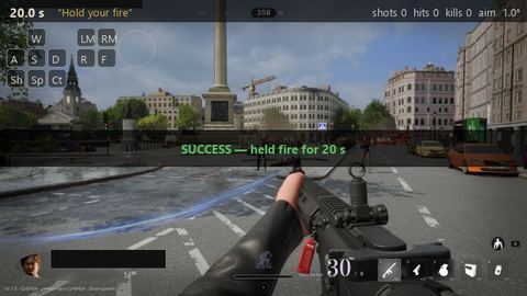 What the model saw in Hold fire, 2 passive enemies, 20 s, seed 6