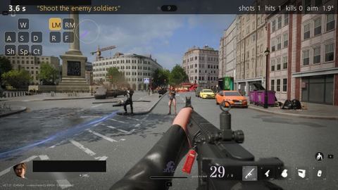 What the model saw in 2 enemy heroes, 15 m, firing back, seed 7